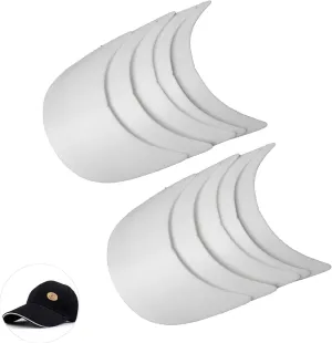 10 Pack Baseball Cap Visor Insert Shape Plastic Stand Tennis Hat Brim Replacement Liner Shaper for Unisex DIY Repair Hand Craft Sewing Caps Making Supplies Accessories White