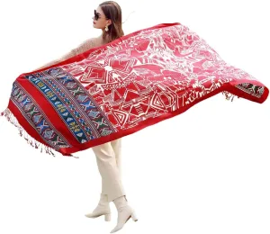 100% Wool Scarf Oversized Pashmina Shawls and Wraps Soft Warm Blanket Travel for Women Floral