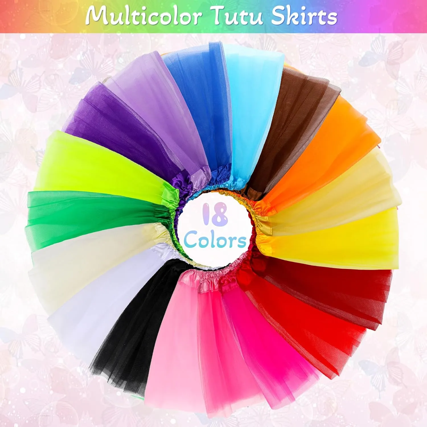 18 Pcs Toddler Girls Tutu Dresses 3 Layers Halloween Tutu Dresses for 2-8 Years Old Girls Birthday Party Tulle Skirt
