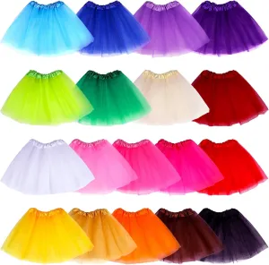 18 Pcs Toddler Girls Tutu Dresses 3 Layers Halloween Tutu Dresses for 2-8 Years Old Girls Birthday Party Tulle Skirt