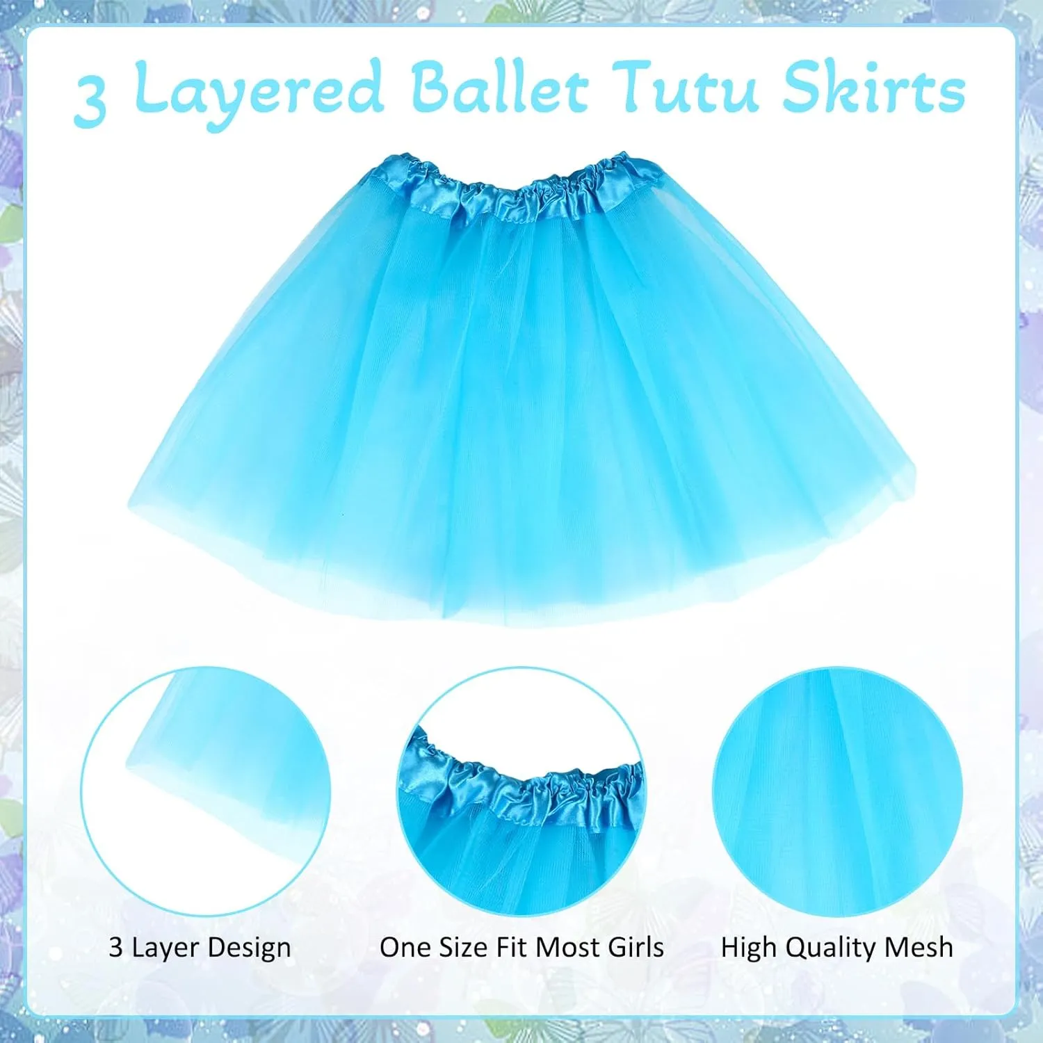 18 Pcs Toddler Girls Tutu Dresses 3 Layers Halloween Tutu Dresses for 2-8 Years Old Girls Birthday Party Tulle Skirt