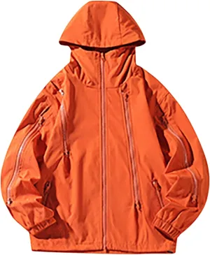 2024 Casual Drawstring Windproof Fashion Winter Outdoor Waterproof Long Sleeve Zipper Classic Solid Hooded Jacket