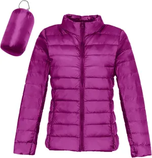 2024 Warm Lightweight Hoodless Quilted Down Coat for Womens Long Sleeve Zip Long Puffer Coat Windproof Outdoor Outwear