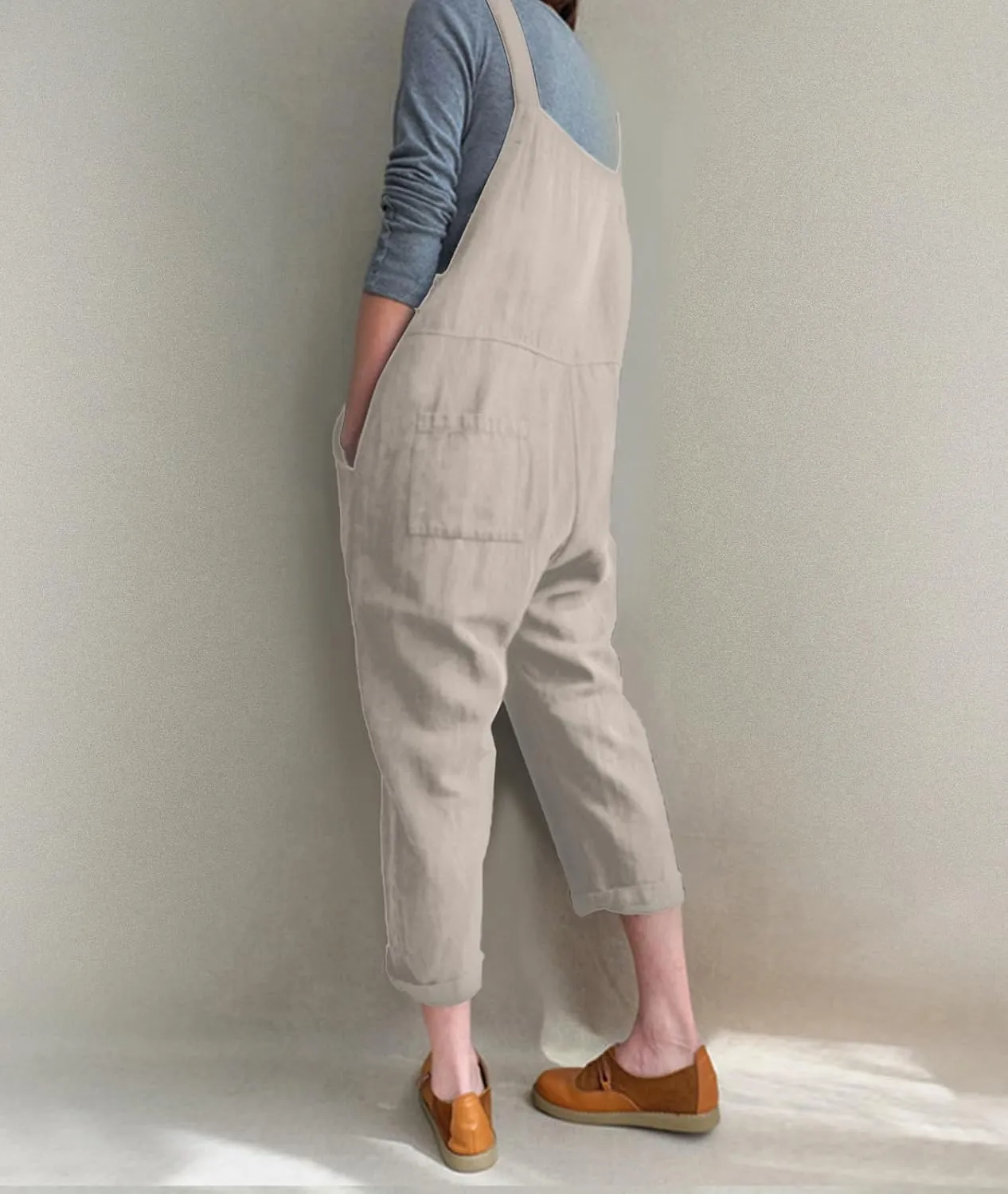 Aedvoouer Women's Baggy Plus Size Overalls Jumpsuits Wide Leg Harem Pants Casual Rompers