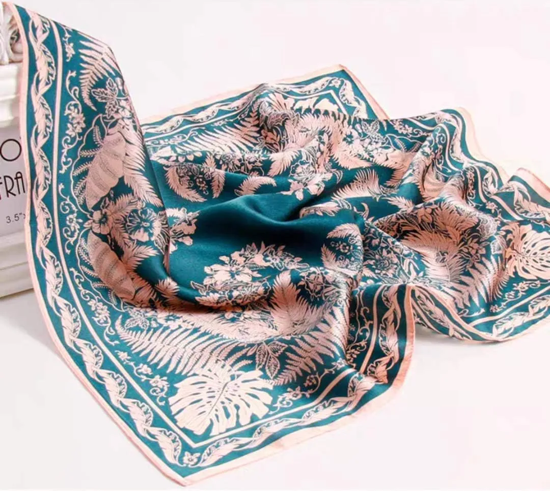 ANDANTINO 100% Pure Mulberry Silk Scarf 35" Large Square Lightweight Headscarf –Women’s Hair Wraps-With Gift Packed