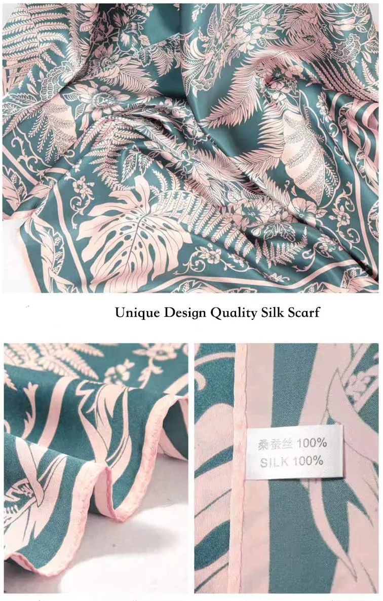 ANDANTINO 100% Pure Mulberry Silk Scarf 35" Large Square Lightweight Headscarf –Women’s Hair Wraps-With Gift Packed