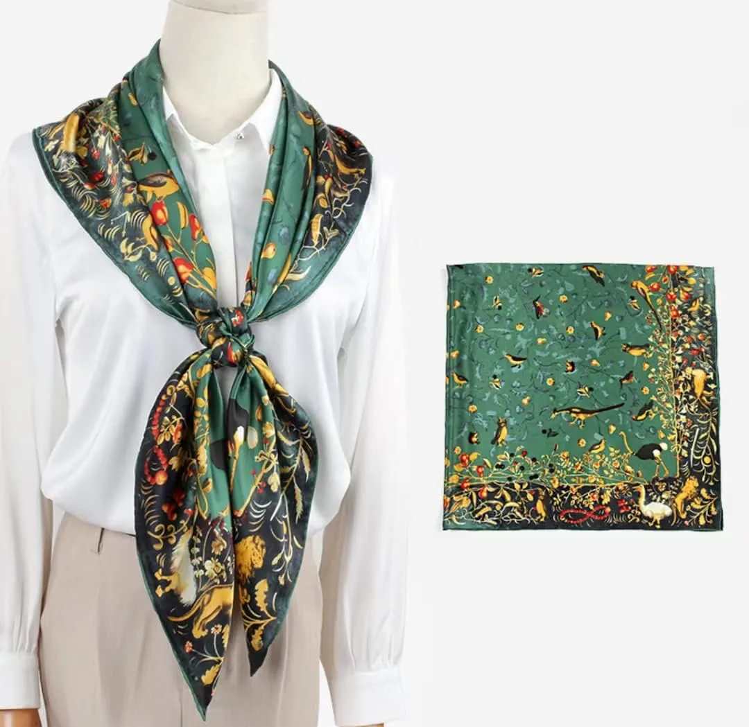 ANDANTINO 100% Silk Scarf 43" Large Square Lightweight Headscarf& Shawl–Women Hair Wraps-With Gift Packed