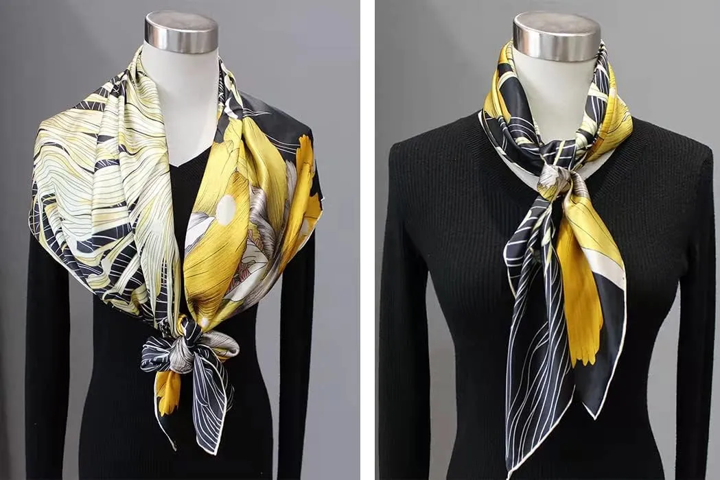 ANDANTINO 100% Silk Scarf 43" Large Square Lightweight Headscarf& Shawl–Women Hair Wraps-With Gift Packed