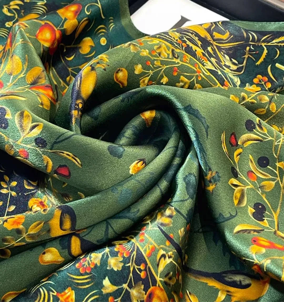 ANDANTINO 100% Silk Scarf 43" Large Square Lightweight Headscarf& Shawl–Women Hair Wraps-With Gift Packed