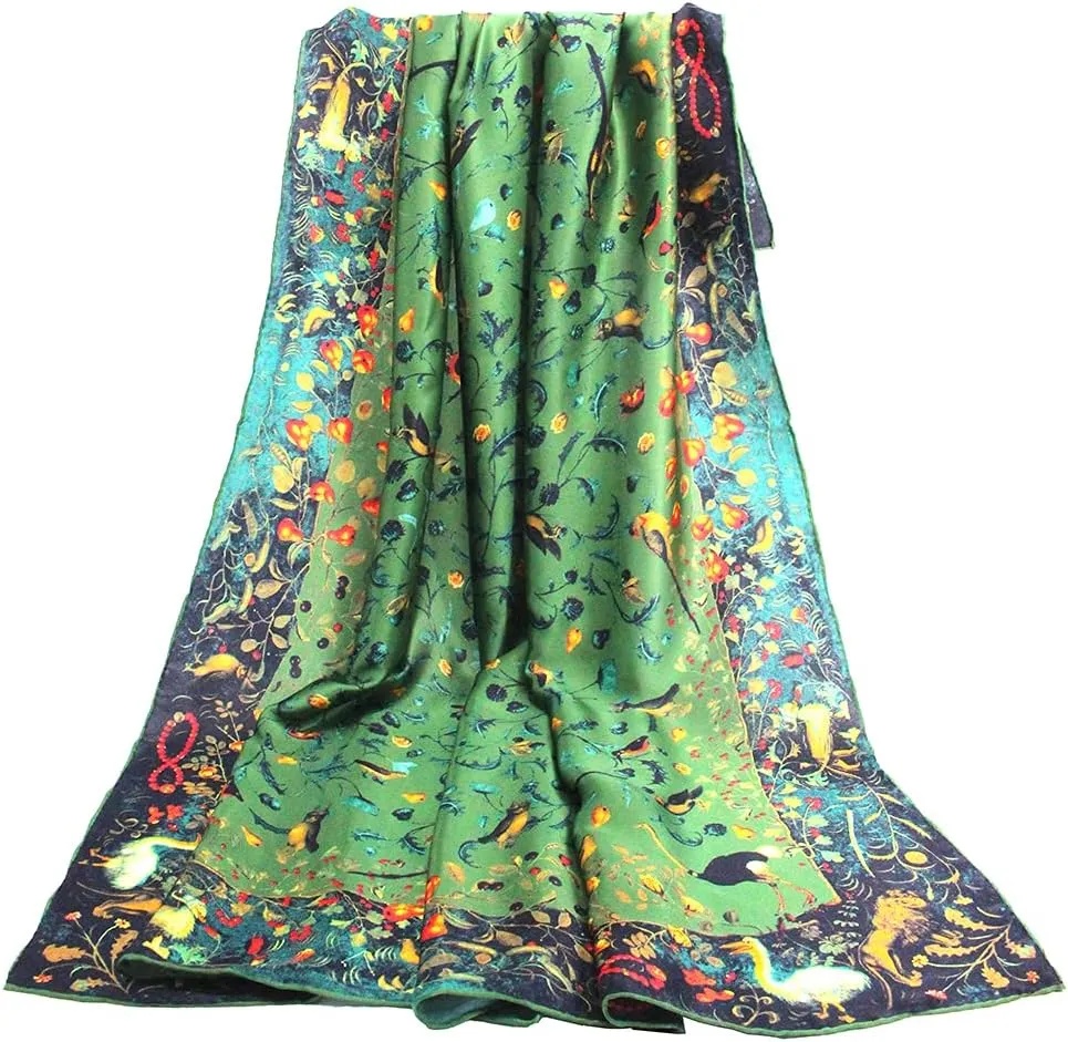 ANDANTINO 100% Silk Scarf 43" Large Square Lightweight Headscarf& Shawl–Women Hair Wraps-With Gift Packed