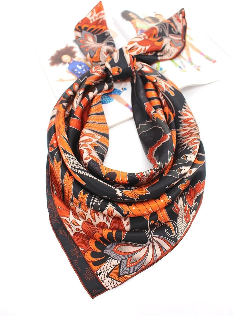 ANDANTINO 100% Silk Scarf 43" Large Square Lightweight Headscarf& Shawl–Women Hair Wraps-With Gift Packed