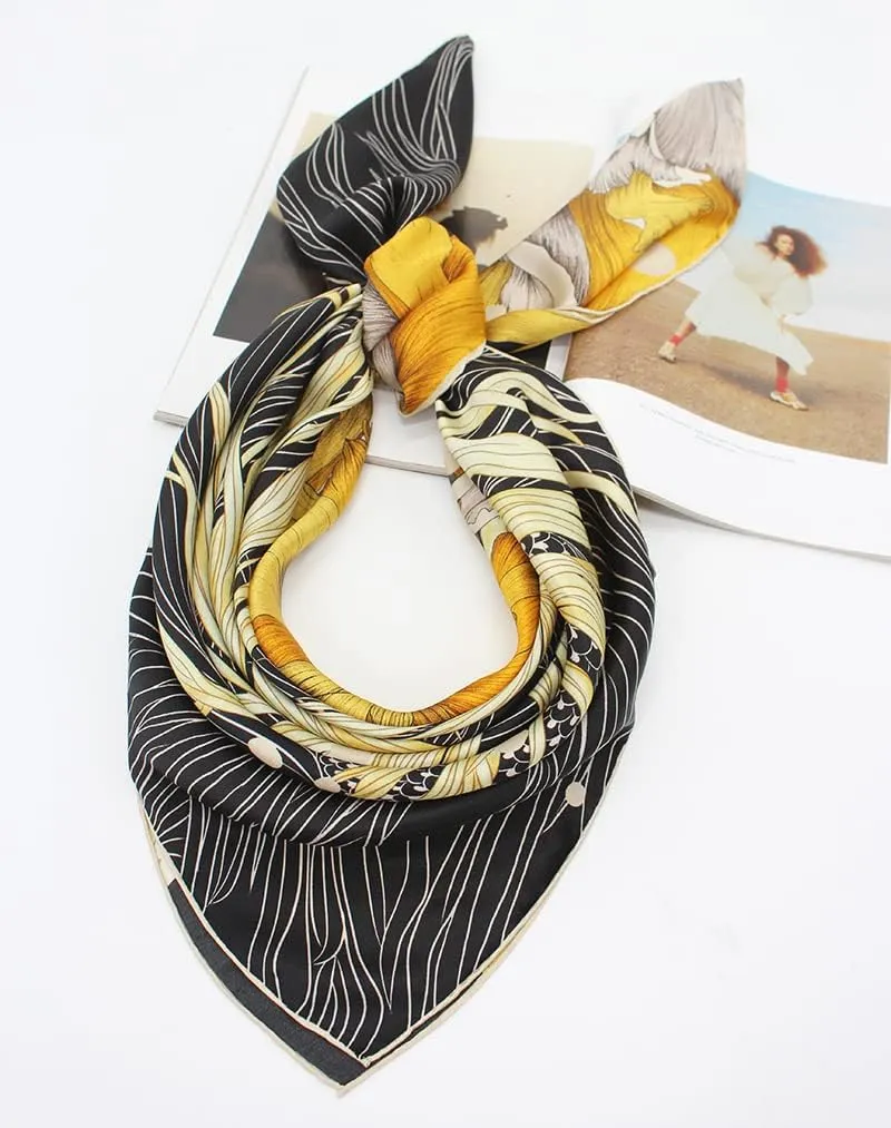ANDANTINO 100% Silk Scarf 43" Large Square Lightweight Headscarf& Shawl–Women Hair Wraps-With Gift Packed