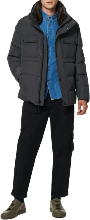 Andrew Marc Men's Short Water Resistant Godwin Down Jacket Rib Knit at Storm Cuffs