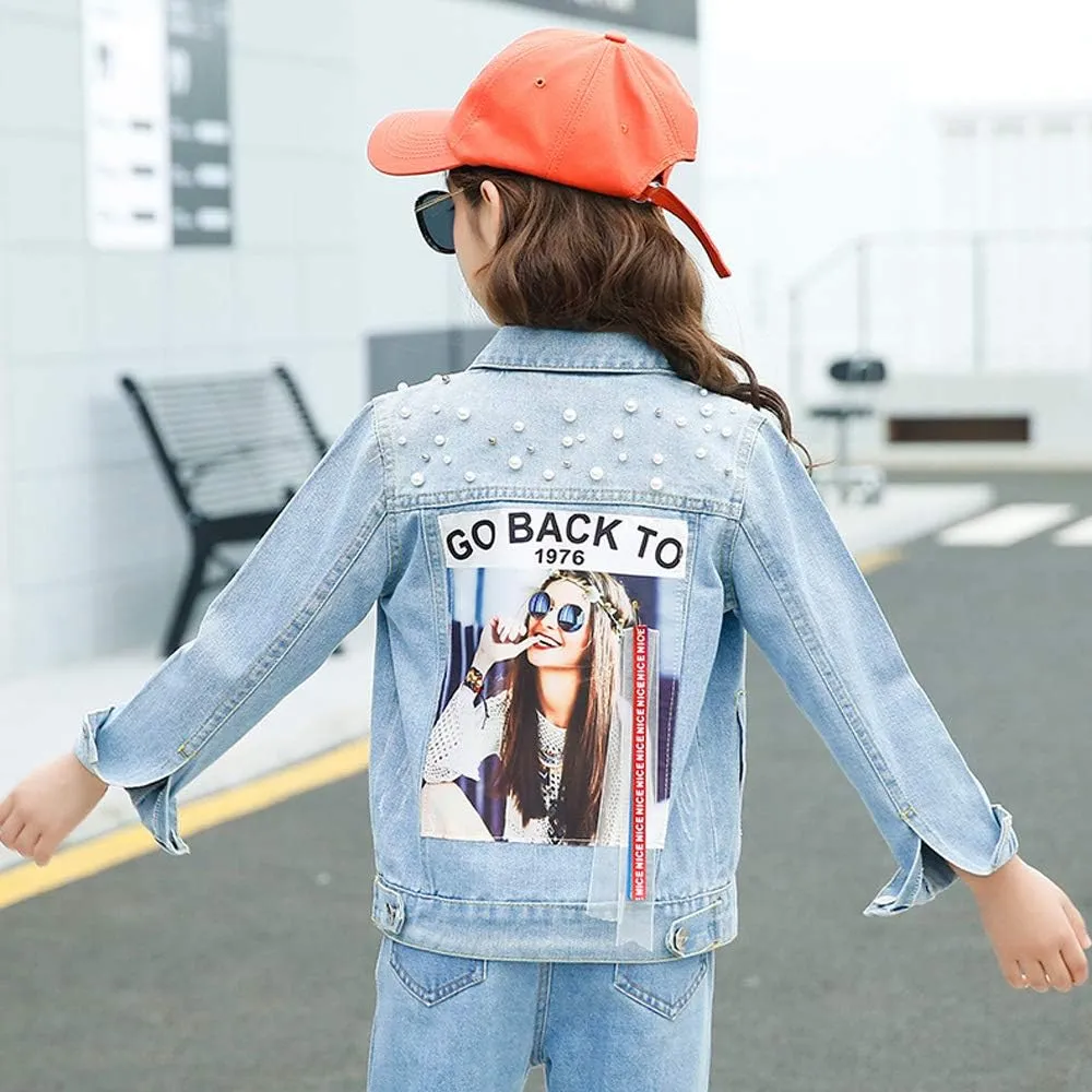 ASHER FASHION Denim Jackets Girl Denim Jackets Classic Basic Button Down Coat Girls' Outwear