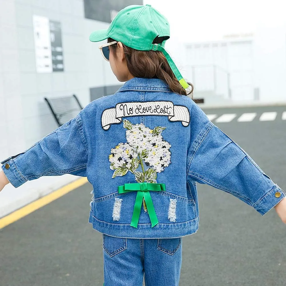 ASHER FASHION Denim Jackets Girl Denim Jackets Classic Basic Button Down Coat Girls' Outwear