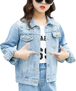 ASHER FASHION Denim Jackets Girl Denim Jackets Classic Basic Button Down Coat Girls' Outwear