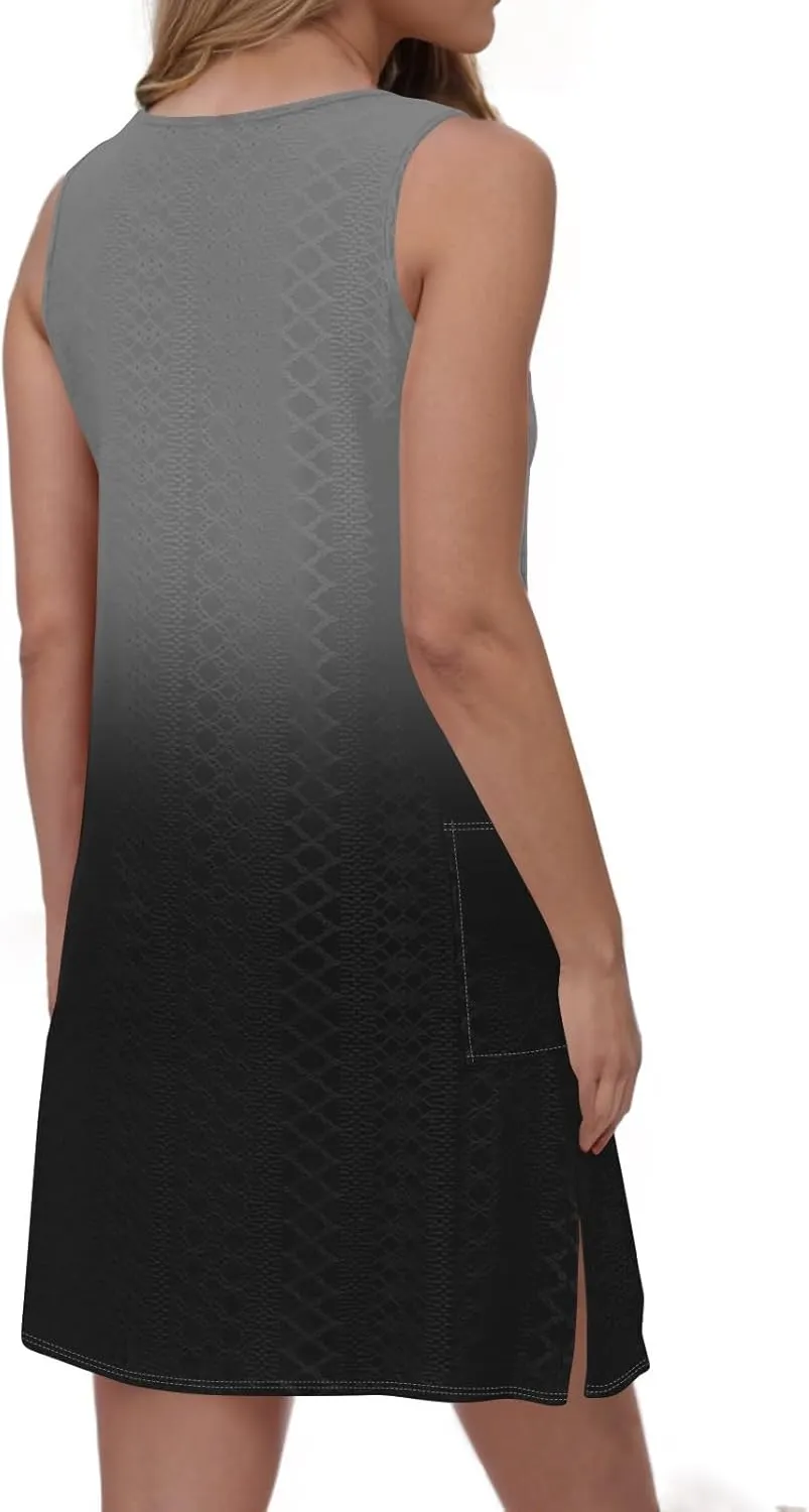 Azeralia Women Casual Loose Sundress Sleeveless Round Neck Mini Beach Tank Dress Travel Vacation 2025 Summer Outfits