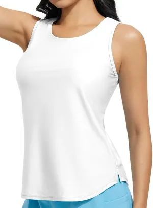 baleaf Tankini Tops for Women High Neck Swim Top Modest Bathing Suit Top Long Swim Tank Top