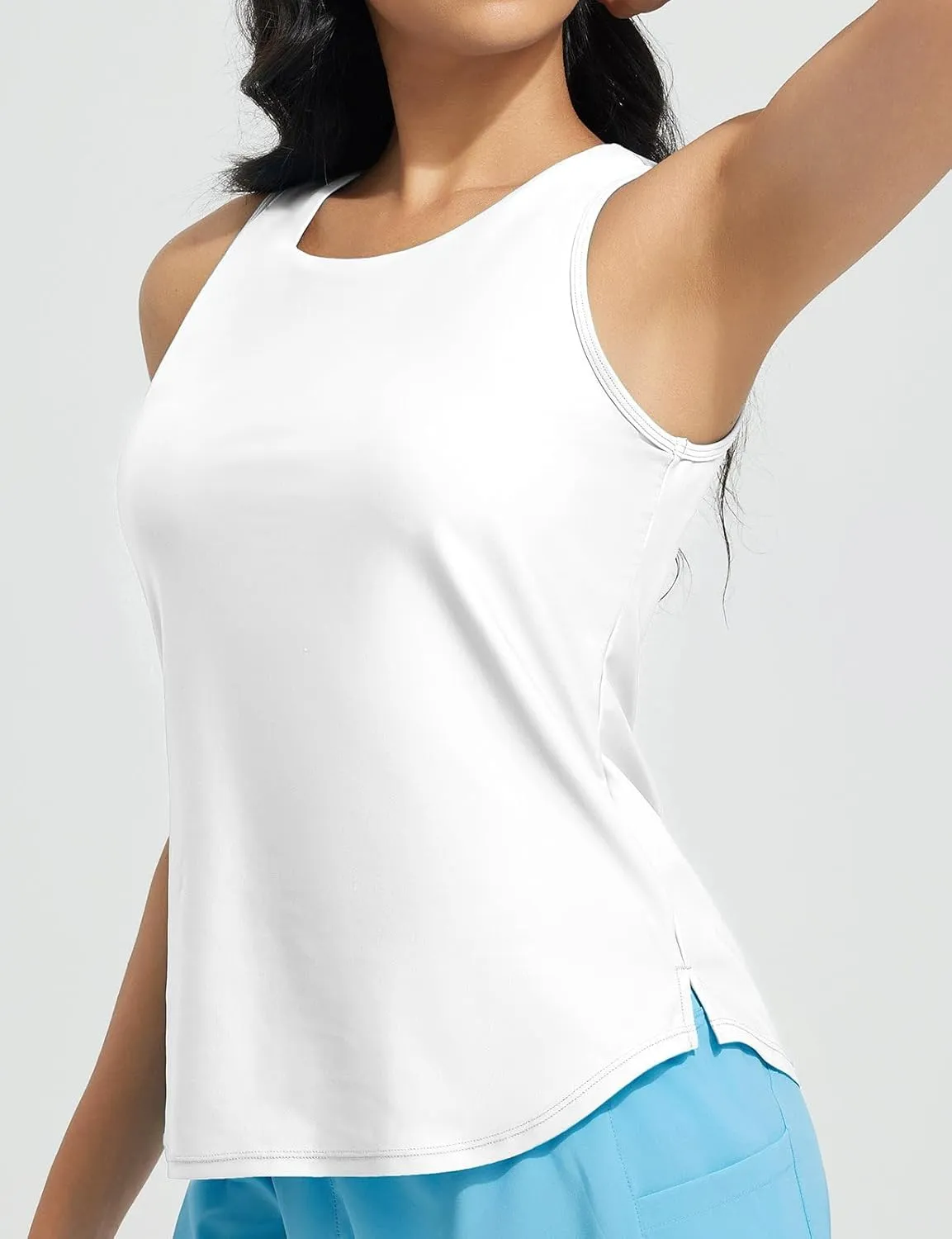 baleaf Tankini Tops for Women High Neck Swim Top Modest Bathing Suit Top Long Swim Tank Top
