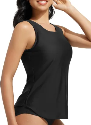 baleaf Tankini Tops for Women High Neck Swim Top Modest Bathing Suit Top Long Swim Tank Top