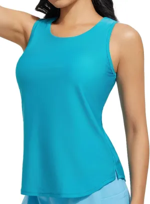 baleaf Tankini Tops for Women High Neck Swim Top Modest Bathing Suit Top Long Swim Tank Top