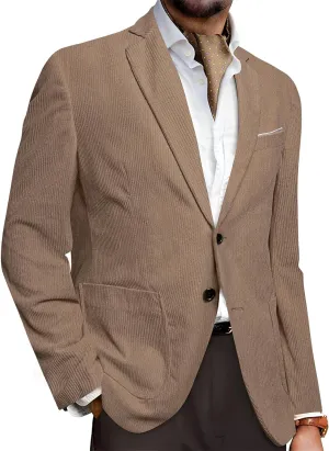 Barry.Wang Mens Vintage Blazer Corduroy Sport Coat Regular Fit Suit Jacket Halloween Christmas Holiday Cruise