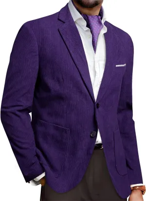 Barry.Wang Mens Vintage Blazer Corduroy Sport Coat Regular Fit Suit Jacket Halloween Christmas Holiday Cruise