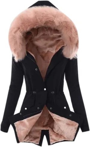 BAXLIMEK Parka Jacket Women,2024 Winter Thicken Warm Fuzzy Sherpa Lined Puffer Jacket Faux Fur Hood Zip Down Coat Outerwear