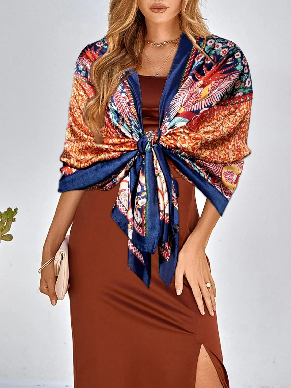 Bestshe Scarves for Women Lightweight Fashion Floral Large Silk Scarf Long Shawl Wraps with Gift Packed