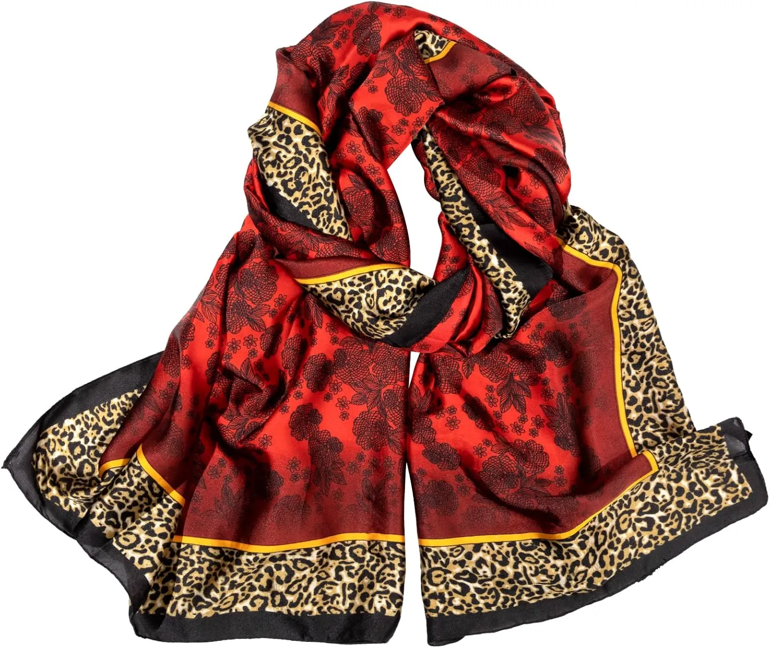 Bestshe Scarves for Women Lightweight Fashion Floral Large Silk Scarf Long Shawl Wraps with Gift Packed