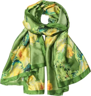 Bestshe Scarves for Women Lightweight Fashion Floral Large Silk Scarf Long Shawl Wraps with Gift Packed