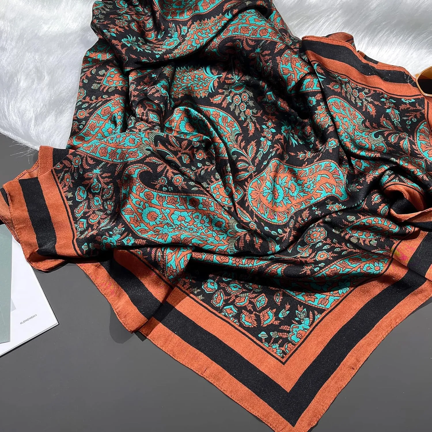 Bestshe Scarves for Women Lightweight Fashion Floral Large Silk Scarf Long Shawl Wraps with Gift Packed