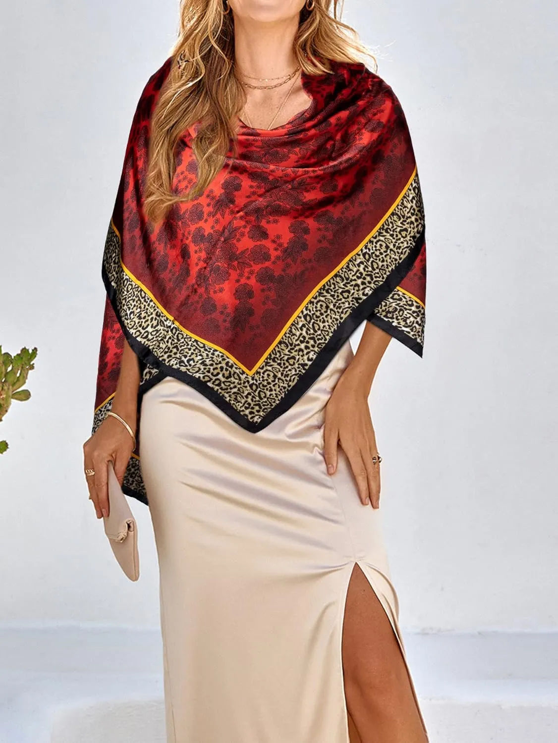 Bestshe Scarves for Women Lightweight Fashion Floral Large Silk Scarf Long Shawl Wraps with Gift Packed