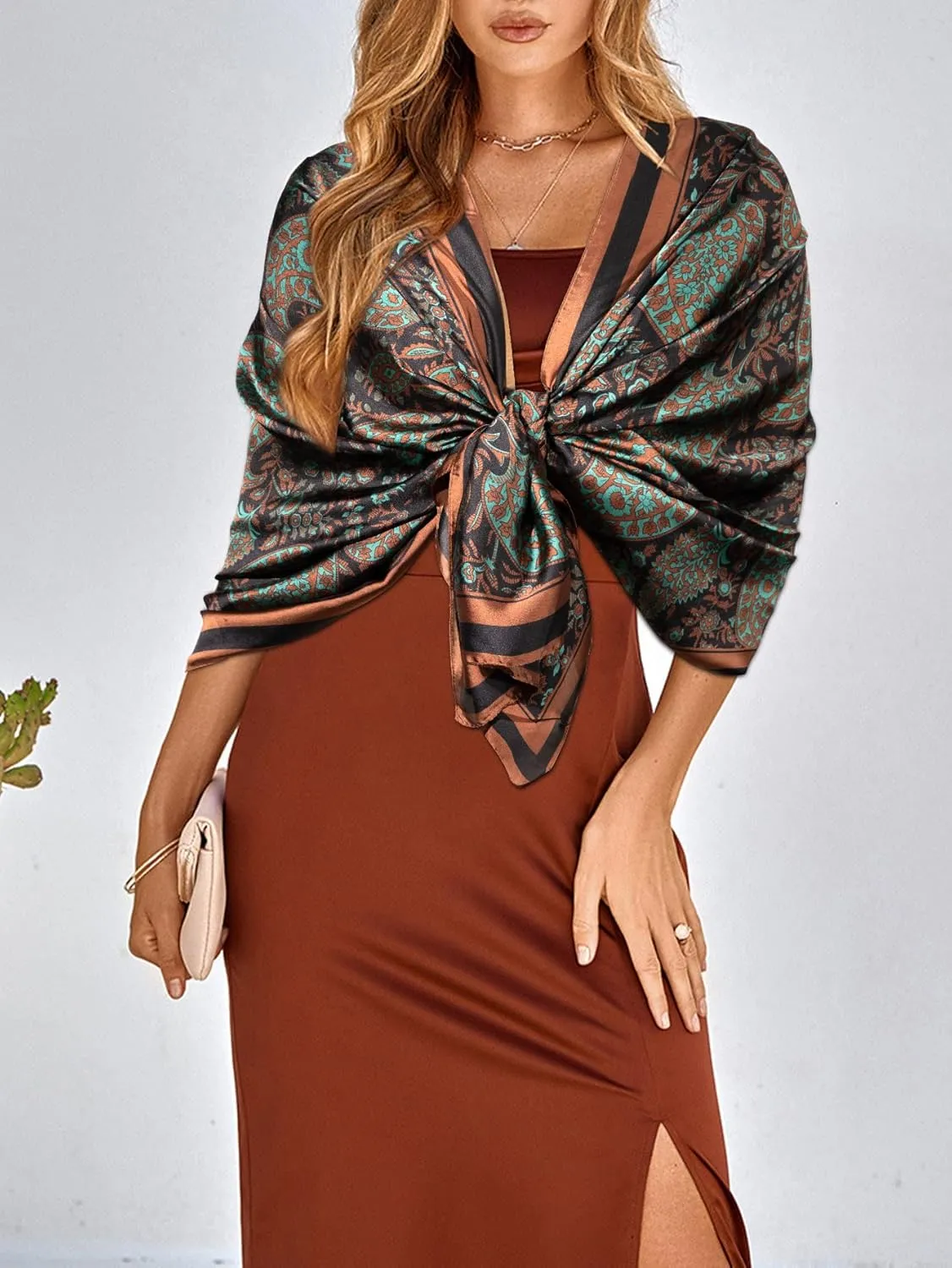 Bestshe Scarves for Women Lightweight Fashion Floral Large Silk Scarf Long Shawl Wraps with Gift Packed