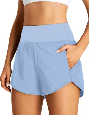 BMJL Women's Athletic Shorts High Waisted Color Block Running Workout Shorts(M,Sky Blue)