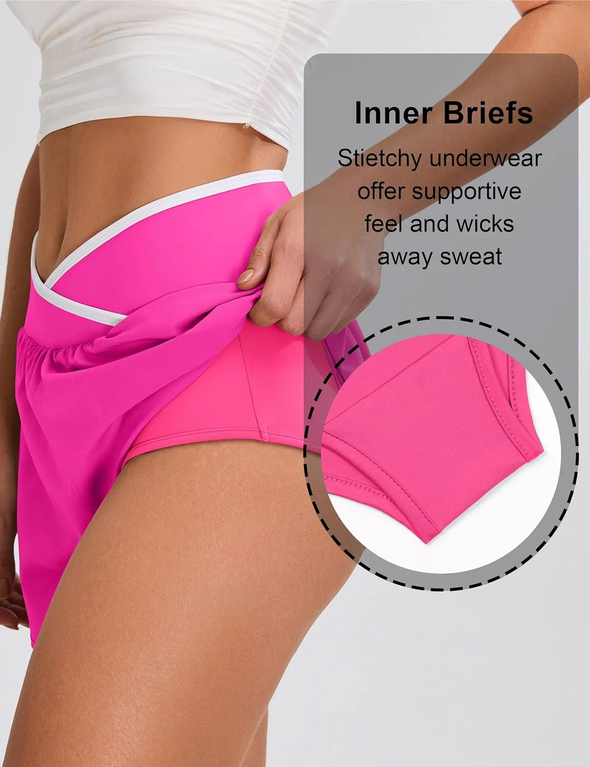 BMJL Women's Athletic Shorts Workout Running Shorts Crossover High Waisted Quick Dry Gym Shorts with Zipper Pocket