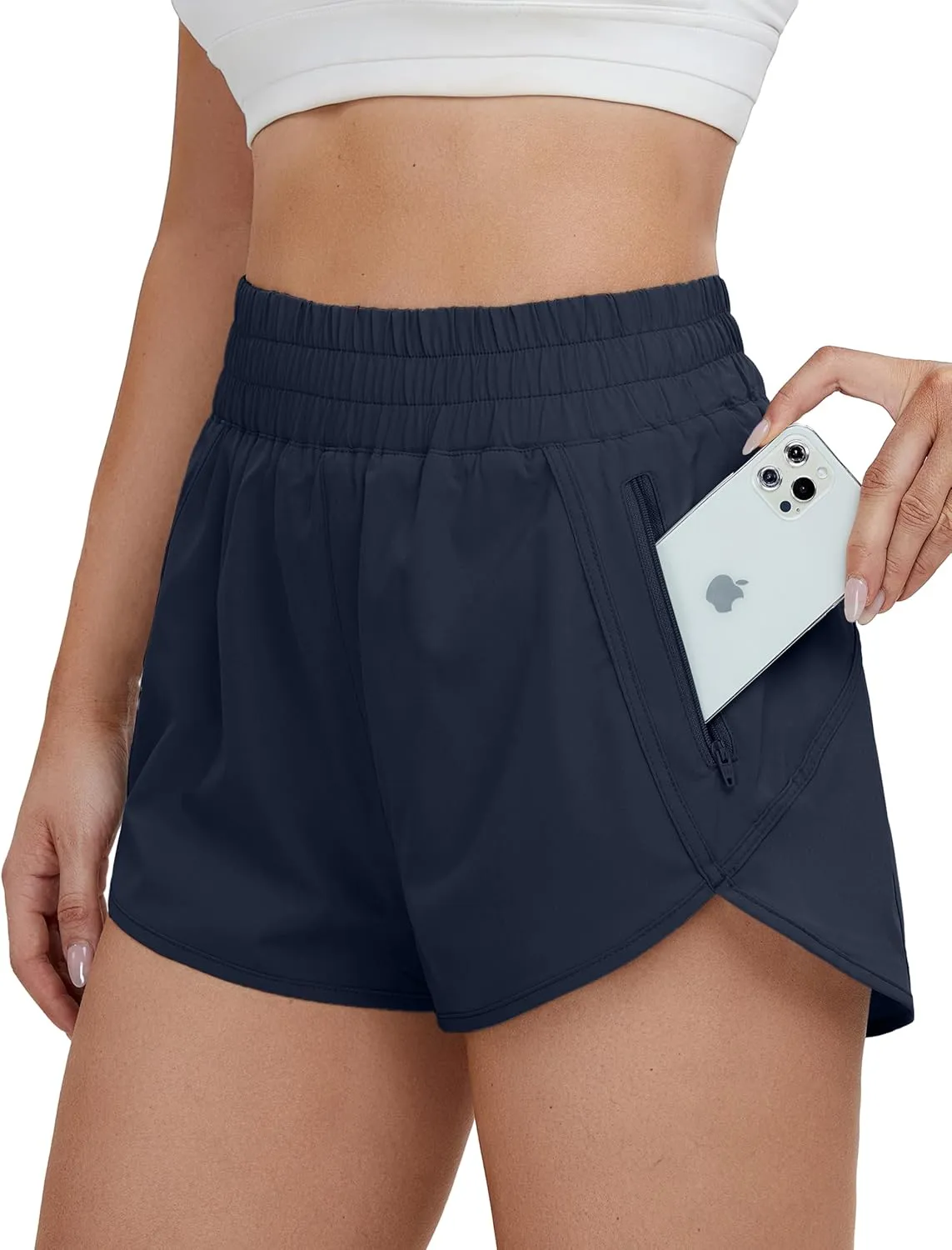 BMJL Womens High Waisted Shorts Athletic Running Short Elastic Quick Dry Gym Workout Shorts