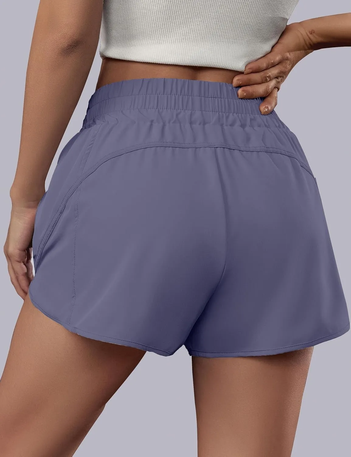 BMJL Women's Running Shorts Elastic High Waisted with Pockets, Sporty Workout Quick Dry Athletic Shorts
