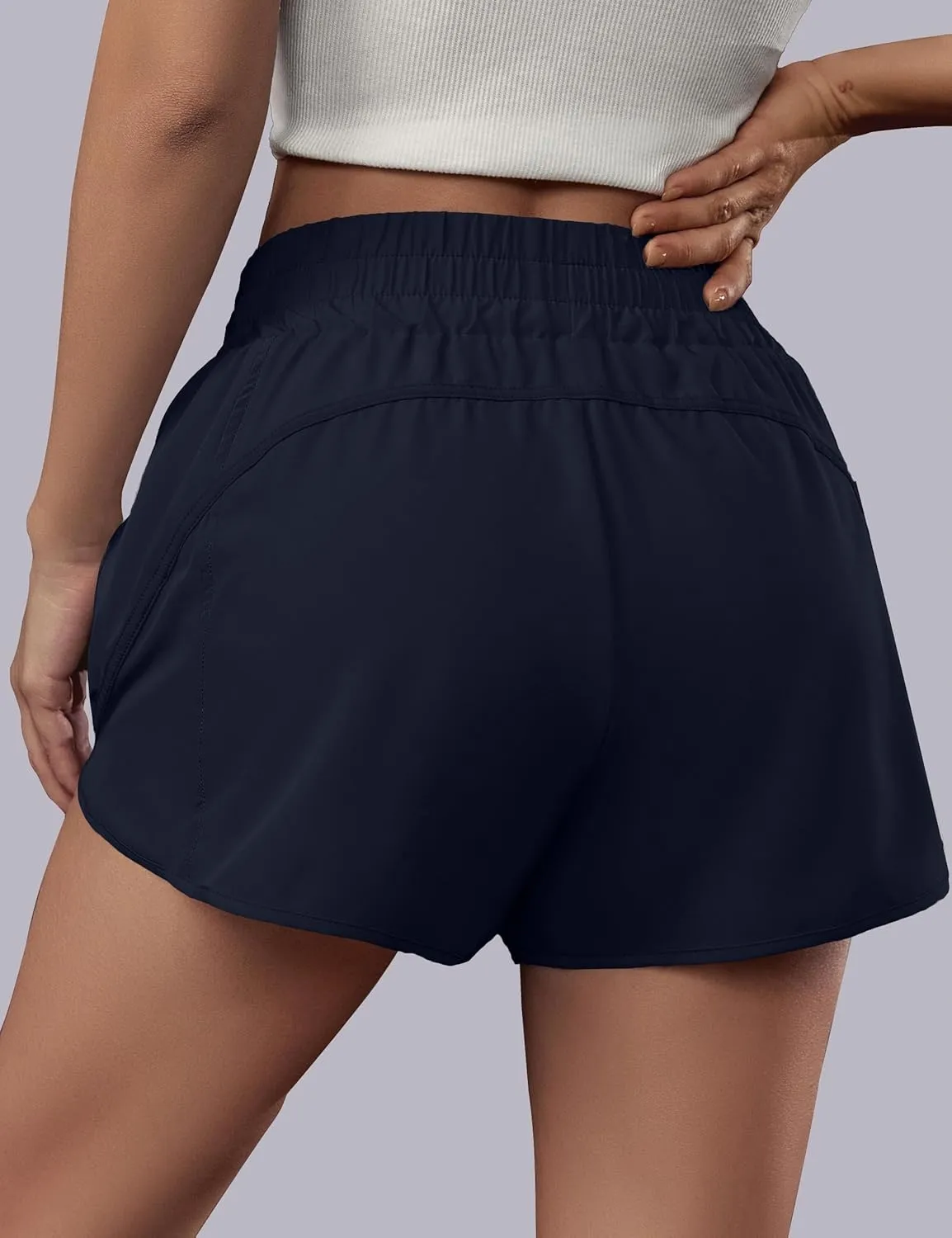 BMJL Women's Running Shorts Elastic High Waisted with Pockets, Sporty Workout Quick Dry Athletic Shorts