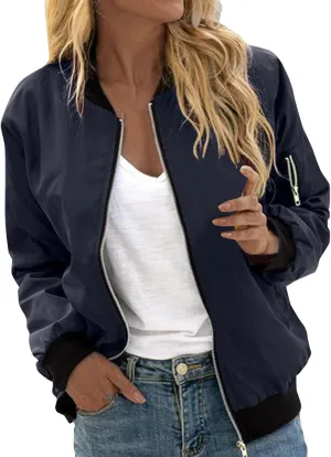 Bomber Jacket Women 2024 Casual Floral Lightweight Jackets Spring Fall Women Trendy Zip Up Coat Outwear with Pockets