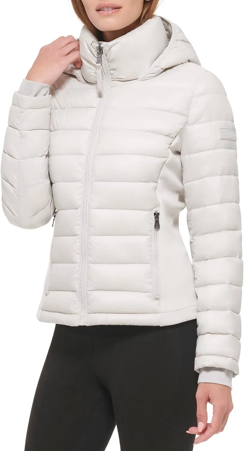 Calvin Klein Women's Water Resistant Casual Lightweight Scuba Side Panels Jacket