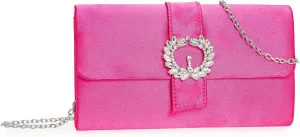CHARMING TAILOR Evening Bag Diamantes Embellished Satin Clutch Purse for Woman Classy Party Handbag with Beaded Brooch