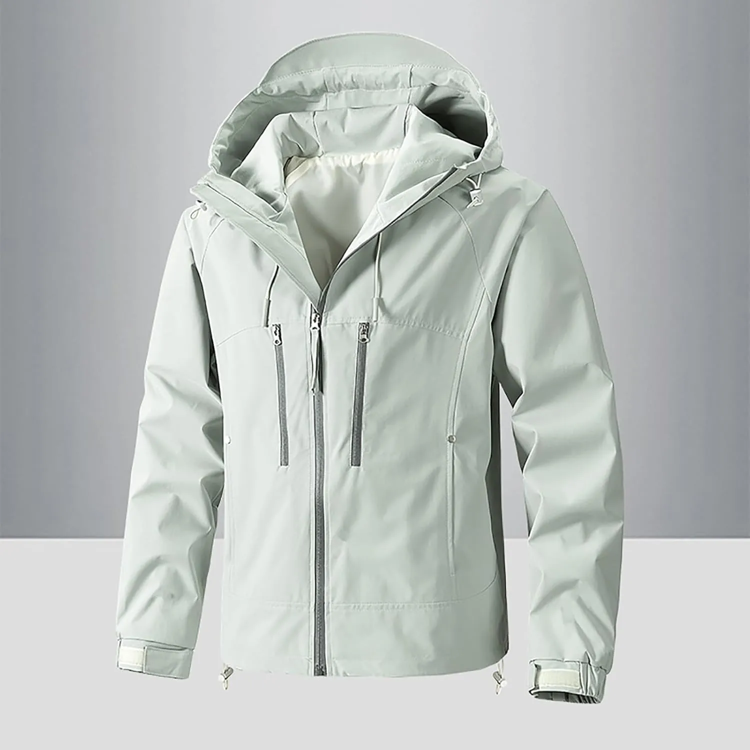 Classic Hooded Rain Jacket For Men Fashion 2024 Soft Hiking Zippered Waterproof Jackets Coat Windbreaker Outwear