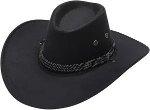 Classic Straw Western Panama Hat for Women and Men Wide Brim Roll Up Fedora Hat Felt Cowboy Cowgirl Hat