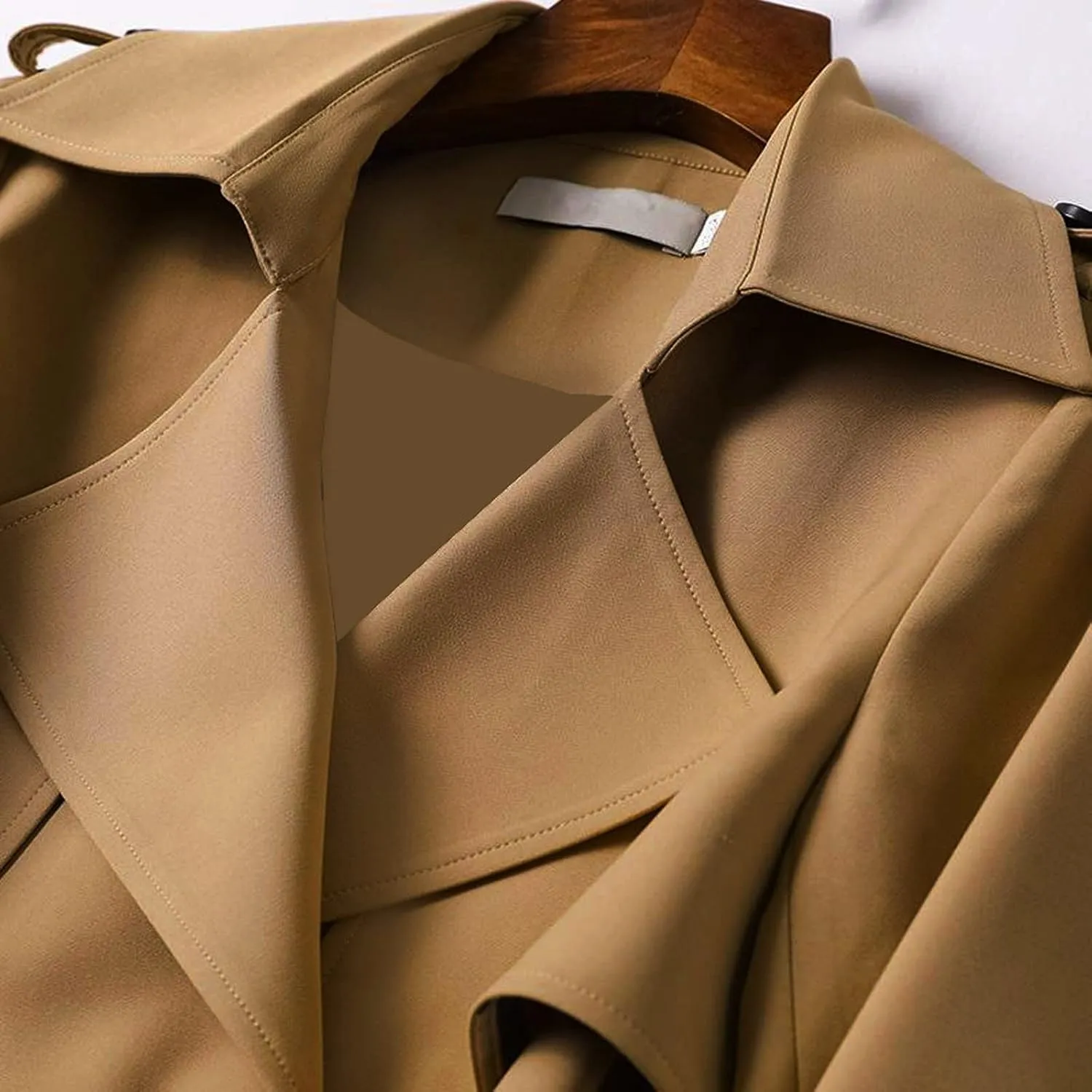 cooki Winter Coats for Women 2023 Mid-long Double Breasted Trench Coat Water Resistant Windbreaker Belted Lapel Overcoat