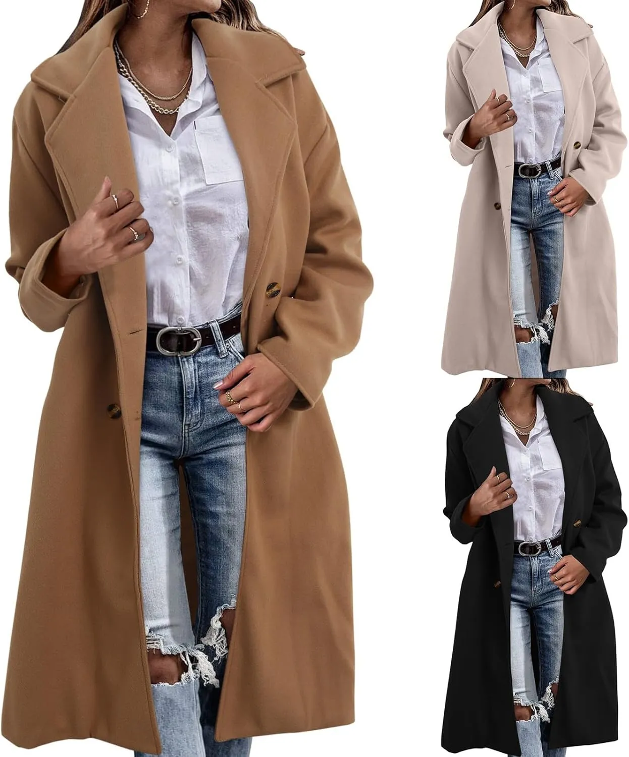 cooki Winter Coats for Women 2023 Trendy Wool Coat Women Fleece Winter Jackets Double Breasted Long Thick Warm Trench Coats