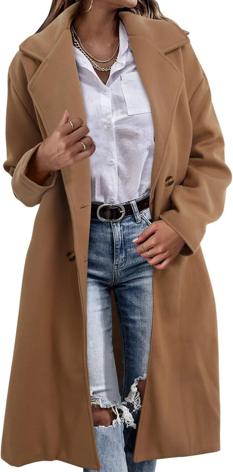 cooki Winter Coats for Women 2023 Trendy Wool Coat Women Fleece Winter Jackets Double Breasted Long Thick Warm Trench Coats