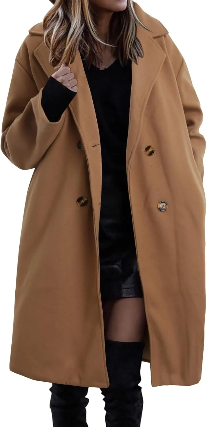 cooki Winter Coats for Women 2023 Trendy Wool Coat Women Fleece Winter Jackets Double Breasted Long Thick Warm Trench Coats