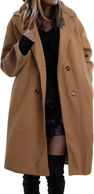 cooki Winter Coats for Women 2023 Trendy Wool Coat Women Fleece Winter Jackets Double Breasted Long Thick Warm Trench Coats
