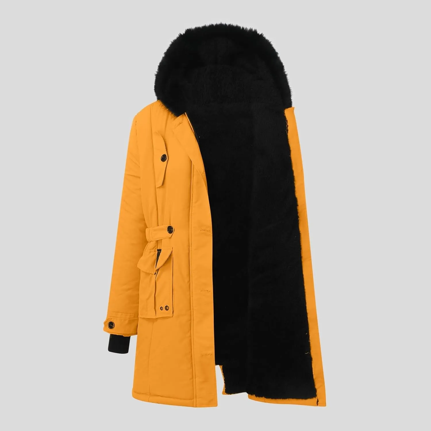 cooki Winter Coats for Women Fleece Lined Puffer Coat Women Long Down Coat Warm Parka Coat Faux Fur Hooded Coat Warm Overcoat